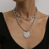 Letter Peach Heart Hip Hop Cross Chain Double Layer Necklaces X0395106