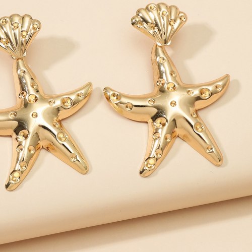 Women Wedding Starfish Shape Shiny Zircon Stud Earrings kh-664657