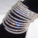 Women Crystal Zircon Stone Bangle Big Gold Color Wedding Bracelets SL10011