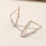 Fashion Women Creative Metal Inverted Triangle Imitation Pearl Earrings kh-66991010