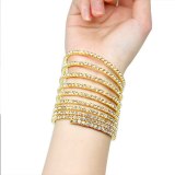 Women Crystal Zircon Stone Bangle Big Gold Color Wedding Bracelets SL10011
