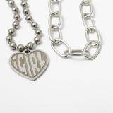Letter Peach Heart Hip Hop Cross Chain Double Layer Necklaces X0395106