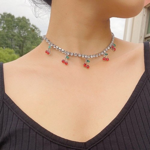 Vintage Women Cherry Choker Necklaces C308697
