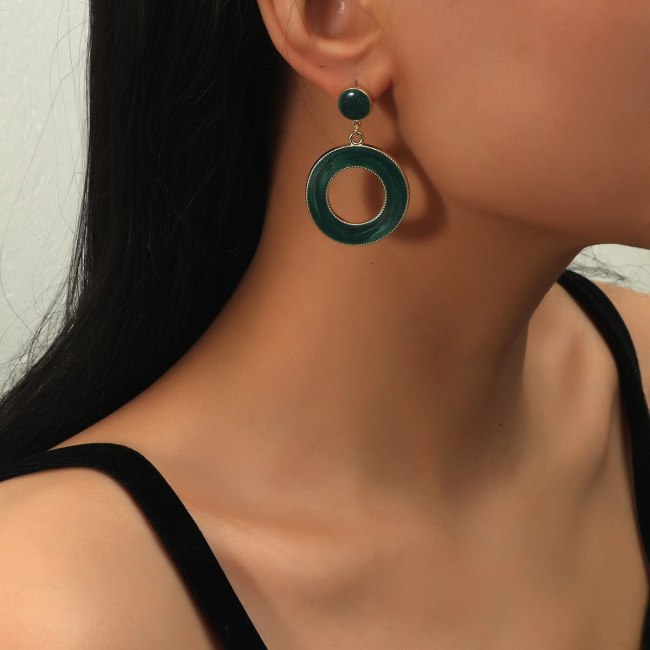 Women Geometric Green-Color Earrings kh-664455