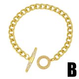 Gold Curb Link Chain Bee Heart Charms Bracelets For Women brc90101