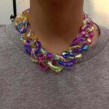 Punk Rainbow Acrylic Chain Necklace for Women C3295106