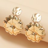 Women Metal Sheets Flower Geometric Drop Twisted Dangle Earrings kh-643445