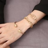 Women Dainty Chunky Thick Chain Skull Bangles Gold Bracelets X015465