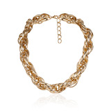 Women Hips Hop Thick Gold Twist Chain Necklaces C261324