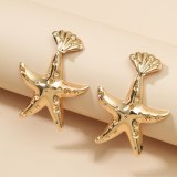 Women Wedding Starfish Shape Shiny Zircon Stud Earrings kh-664657