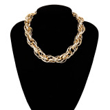 Women Hips Hop Thick Gold Twist Chain Necklaces C261324