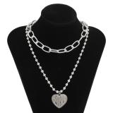 Letter Peach Heart Hip Hop Cross Chain Double Layer Necklaces X0395106