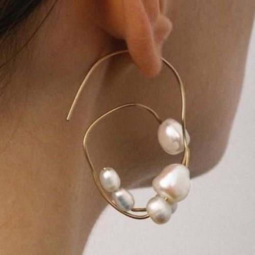 Gold Color Metal Geometric Circle Hoop Earrings E835162