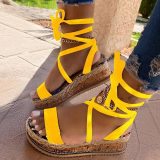 Women Cross Strap Ankle Lace Peep Toe Snake Sandals Platform Heels