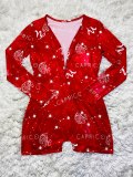 Women's Print Long Sleeve Pajamas D945061