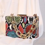 Women Snake Pattern PU Leather Small Square Handbags 11011526