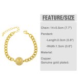 Gold Cuban Curb Link Chain Round Heart Bracelets For Women brc8293