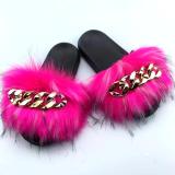 Summer Women Faux Raccoon Fur Slippers Slides 202143164152