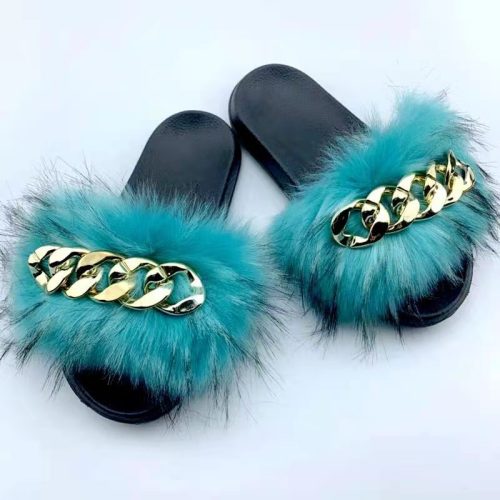 Summer Women Faux Raccoon Fur Slippers Slides 202143164152