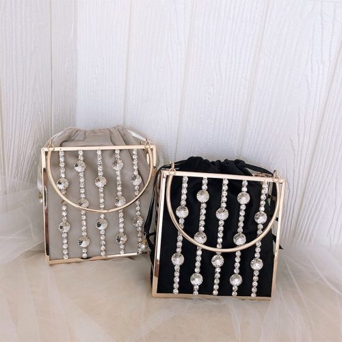 Women's Wedding Clutch Diamond Hollow Metal Handbags 361728