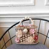 Women Party Flower Metal Hollow Pearl Purses and Handbags 360112