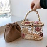 Women Party Flower Metal Hollow Pearl Purses and Handbags 360112