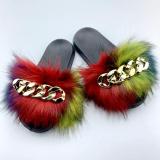 Summer Women Faux Raccoon Fur Slippers Slides 202143164152