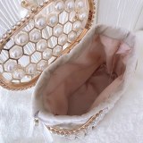 Women's Hollow Out Wedding Clutch Pearl Purse Rhinestone Metal Handbags 360213