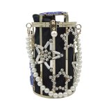 Round Pearl Hollow Out Crystal Rhinestones Star Evening Clutch Bags 362435