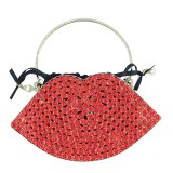 Women Hollow Wedding Party Unique Lips Shape Crystal Clutch Handbags 302839