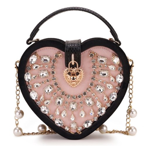 Fashion Diamond Heart-Shaped Women Party Clutch Handbags F600011