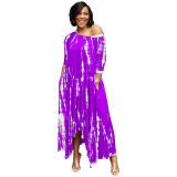 Summer Women Mouth Tie Dye Dress Dresses D122132