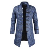 Men Weave Stand Collar Long Sleeve Jacket Coat Coats DL35667