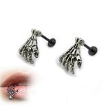 Fashion Punk Skull Hand Steel Labret Lip Bar Ring 165364