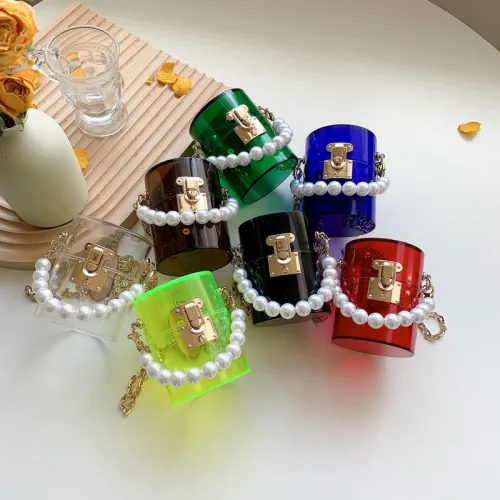Women Acrylic Chain Transparent Mini Bucket Handbags cx811324