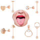 Flower Stud Barbell Piercing Bar Stainless Steel Tongue Rings 20177040112