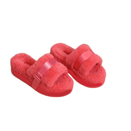 Women Open Toe Outdoor Real Wool Slippers