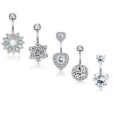 Surgical Steel Crystal Belly Sunflower Belly Button Rings