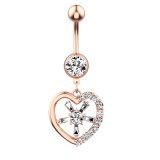 Heart Flower Long Dangled  Pearl Belly Button Rings