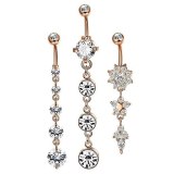 Surgical Steel Crystal Belly Sunflower Belly Button Rings