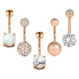 Surgical Steel Crystal Belly Sunflower Belly Button Rings