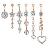 Surgical Steel Crystal Belly Sunflower Belly Button Rings