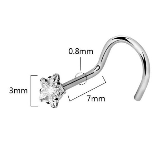 Surgical Steel Crystal Nostril Screw Rhinestone Nose Rings 2019042738