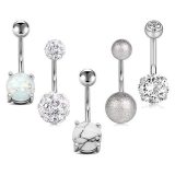 Surgical Steel Crystal Belly Sunflower Belly Button Rings