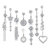 Surgical Steel Crystal Belly Sunflower Belly Button Rings