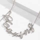 Trendy Crystal Letter Stainless Steel CZ Iced Out Waist Chains D0077889