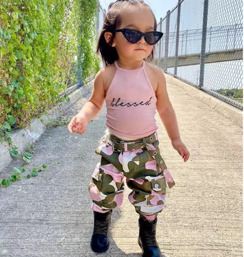 Girl's New Children's Print Camouflage Pocket Bodysuits Bodysuit Outfit Outfits 220819