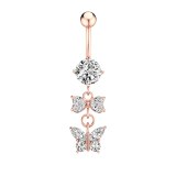 Heart Flower Long Dangled  Pearl Belly Button Rings