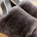 Women Fashion Design Sheepskin Wool Fur Slippers