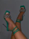 Women's Crystal Transparent High Heels Sandals 00011